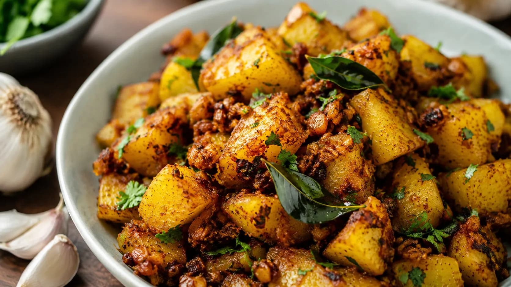 Spicy Gujarati Lasaniya Batata Spicy Gujarati Lasaniya Batata